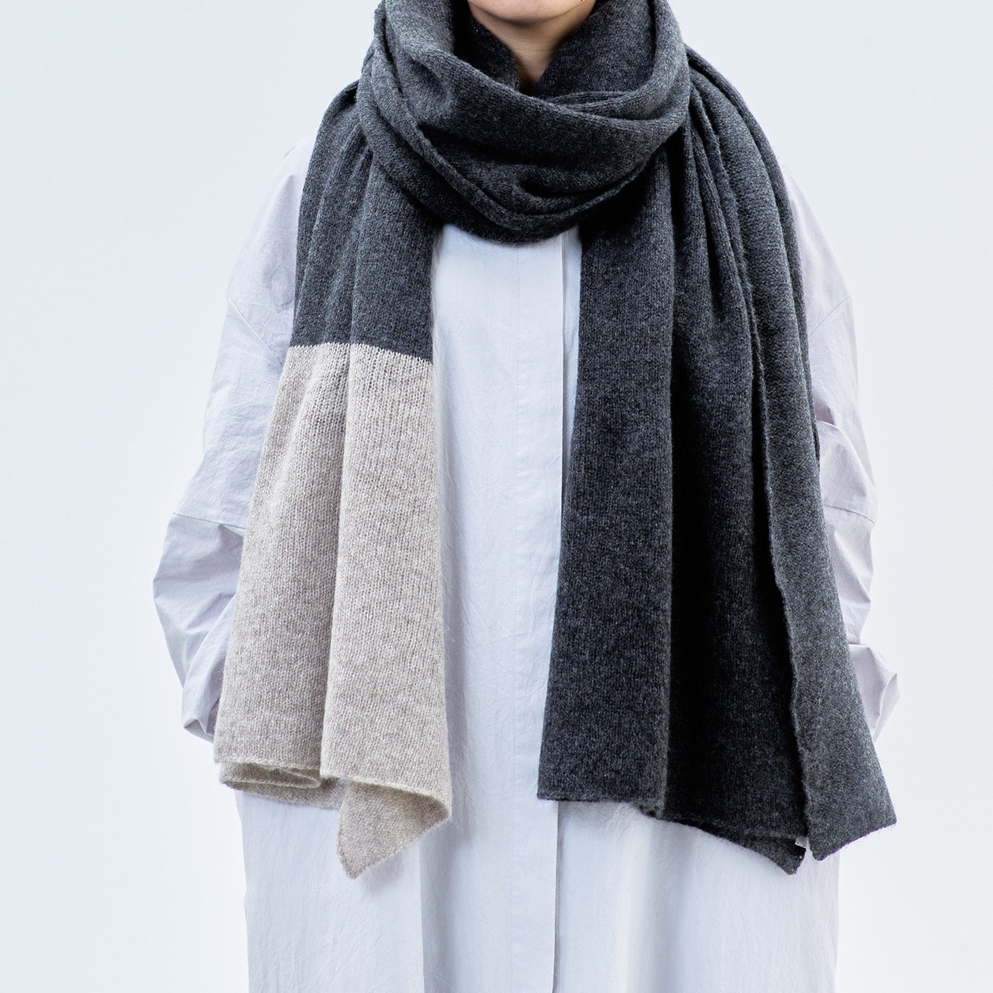 カシミヤ100%の大判ストールツートンカラー(CAA-020)