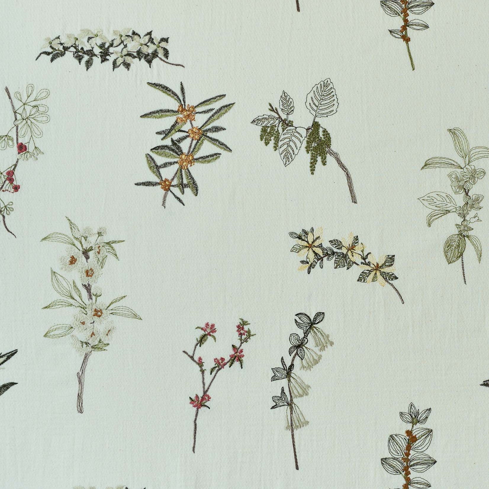 【Textile】果実花の刺繍生地