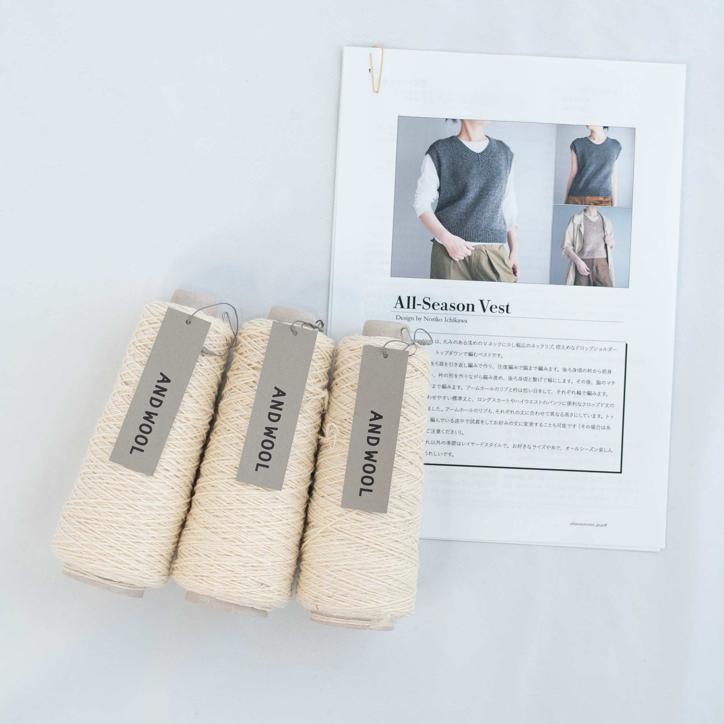 【NORIKO ICHIKAWA】All-Season Vest オールシーズンベスト ANDWOOL NO.33ジャパンウールリネン糸セット