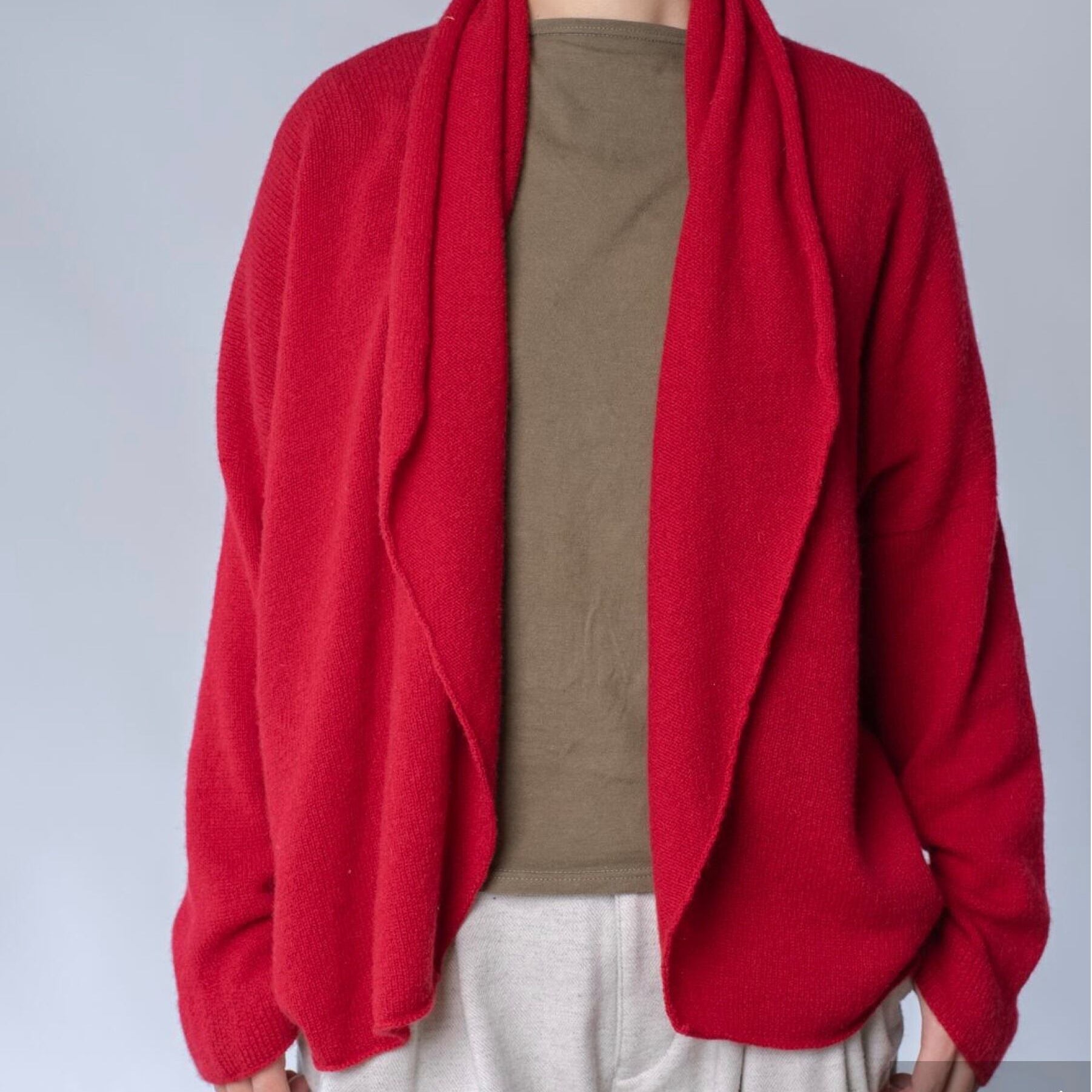 カシミヤ糸の襟付きカーディガン(CAA-418)