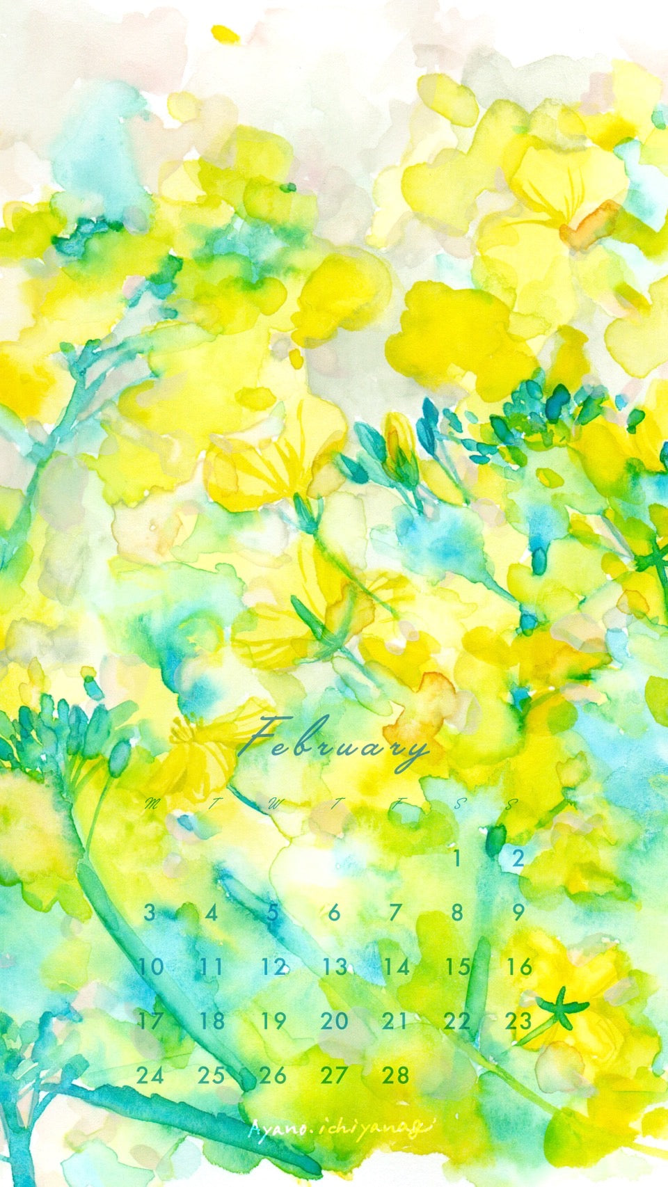 [ 2025年2月/カレンダー：菜の花 ] 絵描き：一柳綾乃さん から届きました。