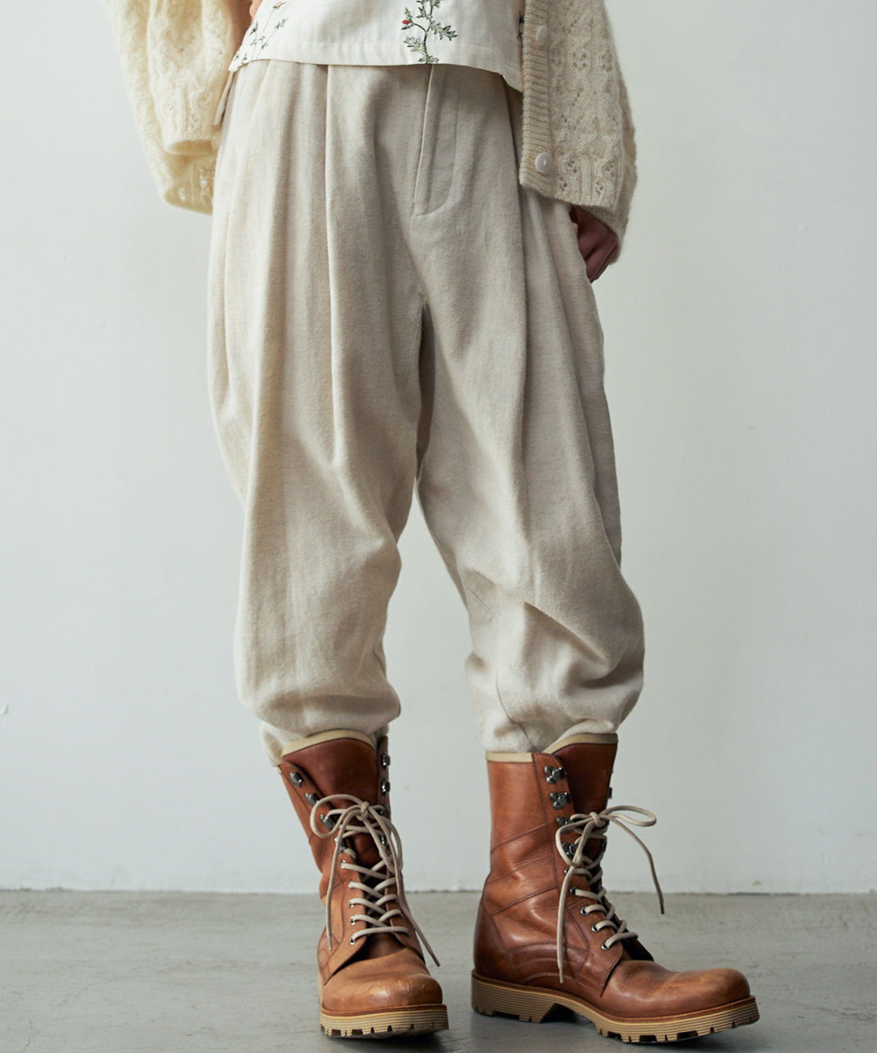 リネンウールスラックスパンツ (mug311)〈コットン裏地付き〉 – WOOL