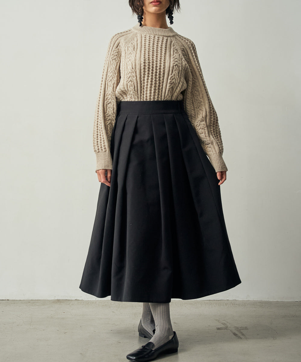 トリプルクロス タックフレアスカート｜軽くてふっくらした三重織り