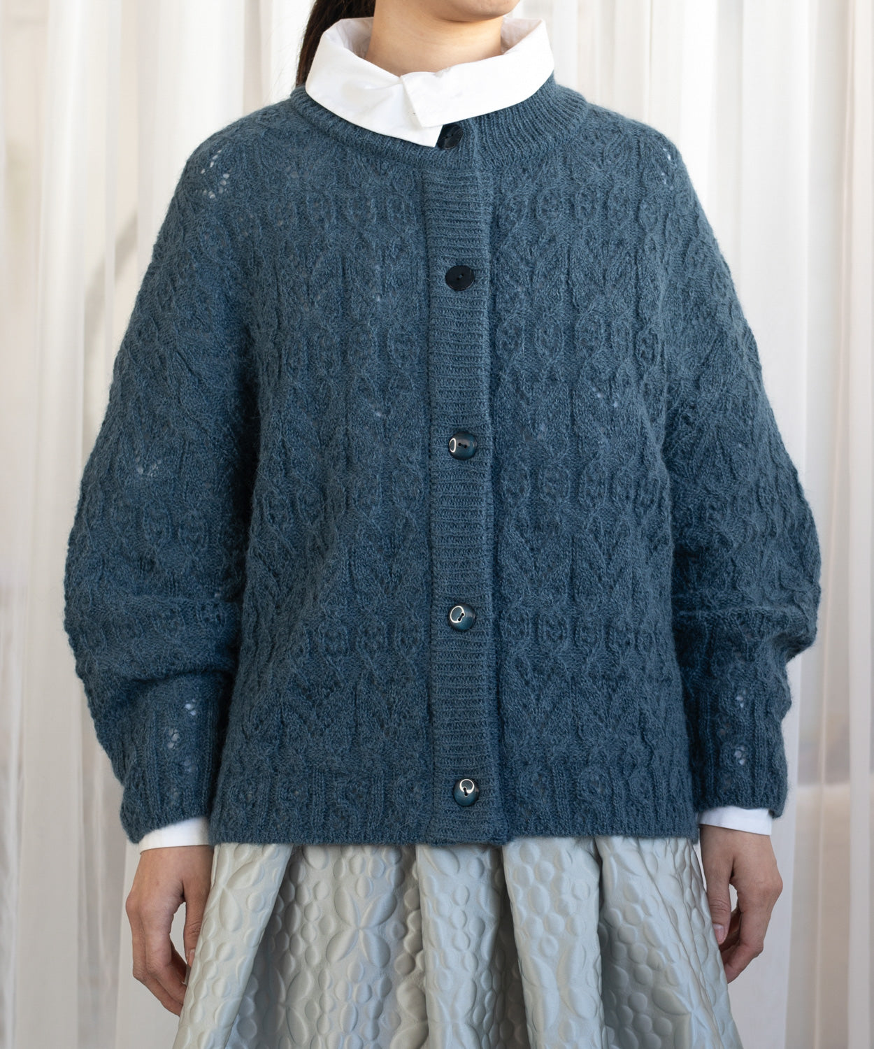 アルパカモヘヤ模様編みカーディガン (mum405) – WOOL STUDIO
