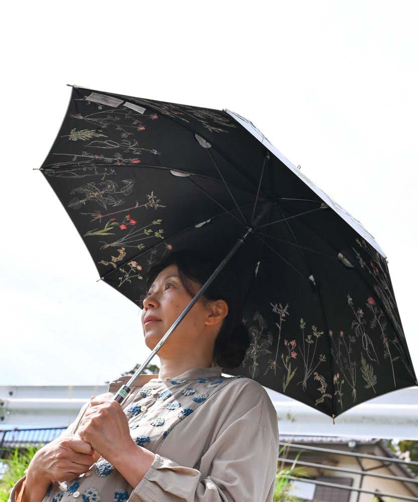 UVカット率99%以上・一級遮光生地・晴雨兼用〉ボタニカル刺繍の UVカット率99%以上・一級遮光生地・晴雨兼用〉ボタニカル刺繍の