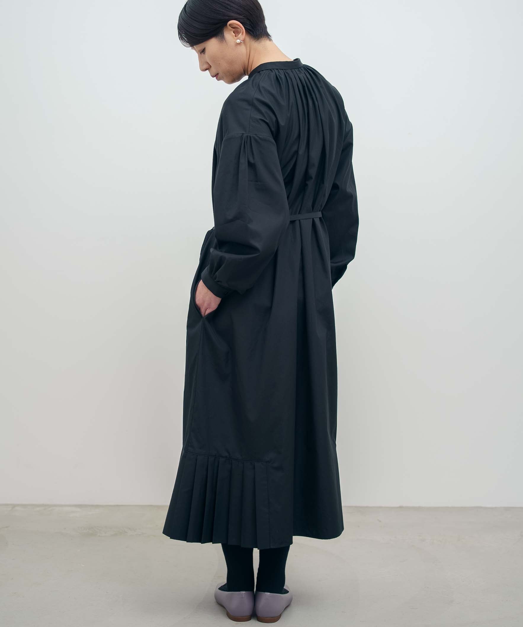 オーガニックコットン〉〈コットンブロード生地〉コットン裾プリーツ