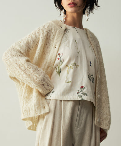 アルパカモヘヤ模様編みカーディガン (mum405)