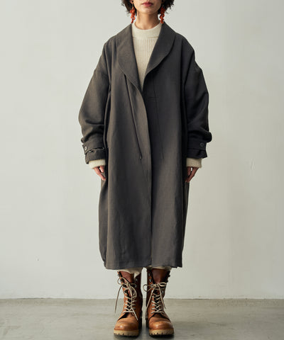 リネンウールショールカラーコート (mum509)