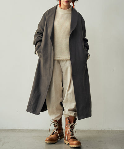 リネンウールショールカラーコート (mum509)