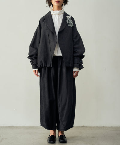 リネンウールショールカラージャケット (mum508)