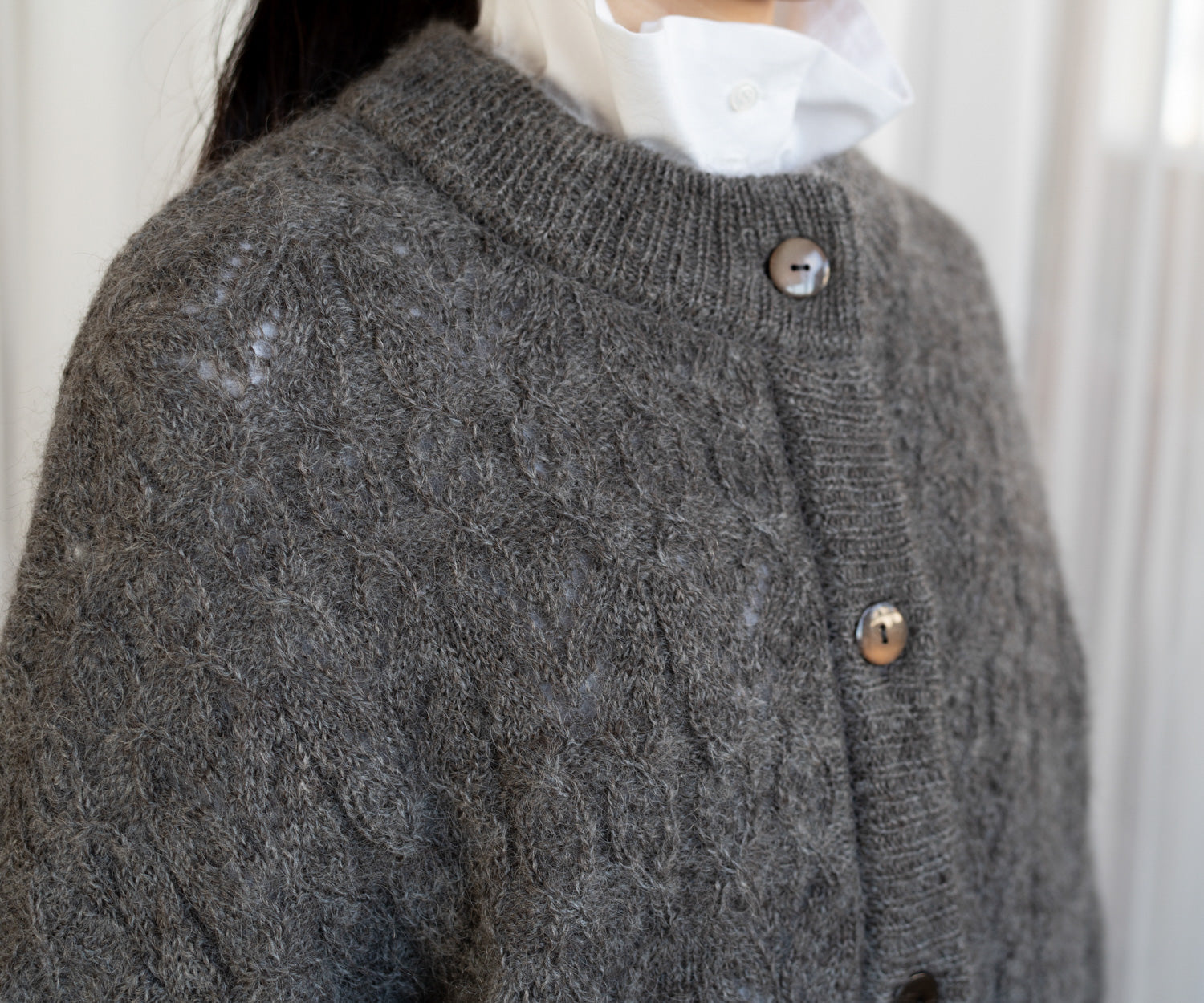 アルパカモヘヤ模様編みカーディガン (mum405) – WOOL STUDIO