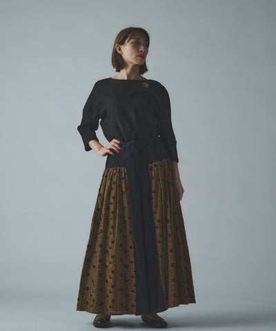 ハイドランジア刺繍の切り替えパンツ (mul319)