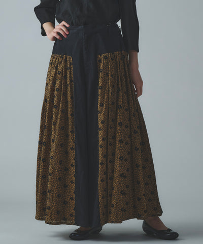 ハイドランジア刺繍の切り替えパンツ (mul319)