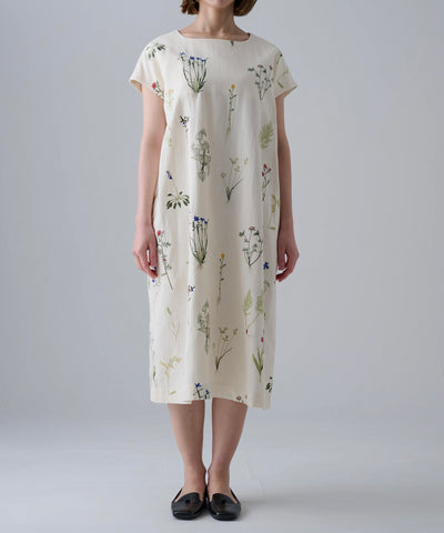 ボタニカル刺繍ゆったりワンピース (mul603)