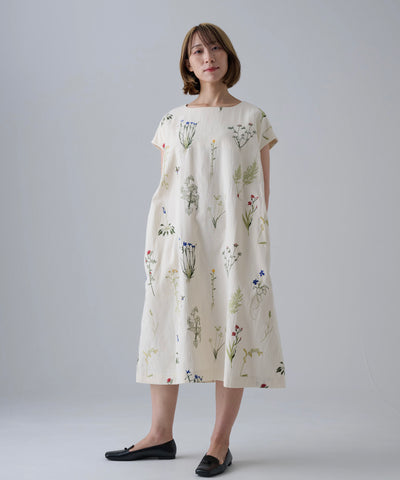 ボタニカル刺繍ゆったりワンピース (mul603)