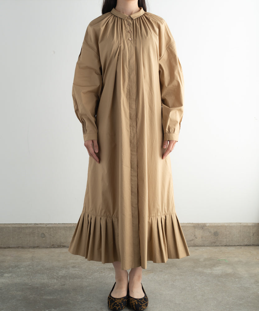 オーガニックコットン〉〈コットンブロード生地〉コットン裾プリーツ