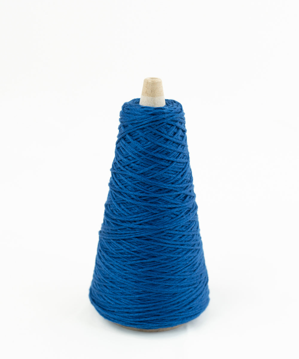 宛らアート！エイジング・ラグ紺碧クリ済み手織　オーガニックコットンとウール BD4678 コンパクトヤーン オーガニックコットン 40/1ダンプ[生地