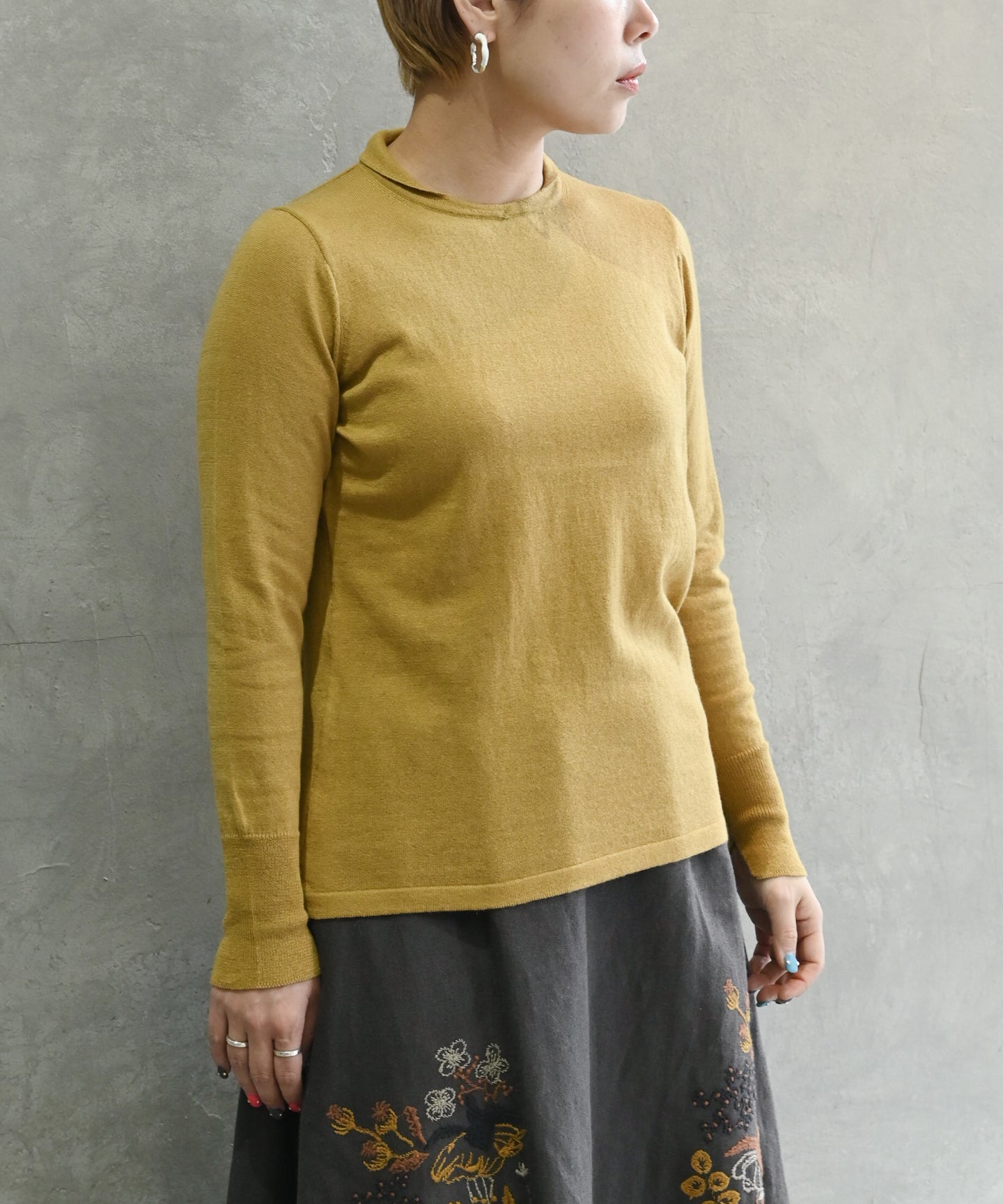 洗えるニット〉〈コットンカシミヤ素材〉14Gハイゲージニットプル