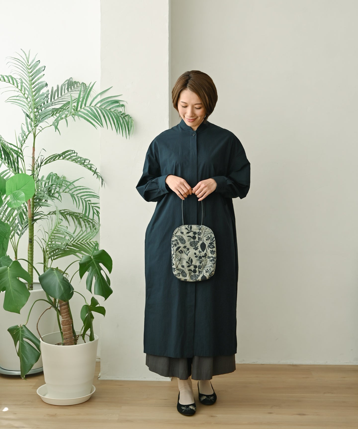 遠州織物〉スタンドカラー 羽織り＆シャツワンピース (muf614) – WOOL