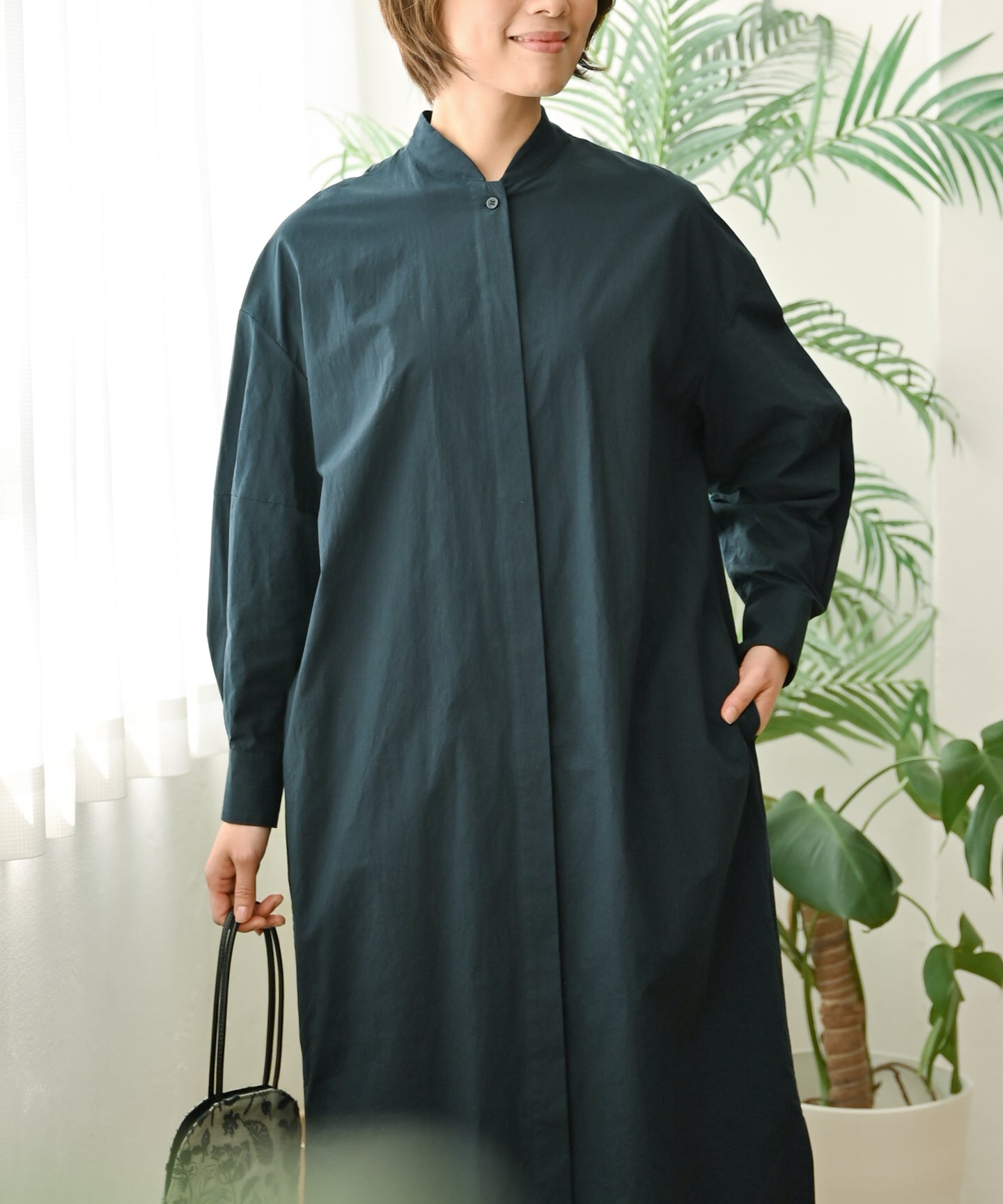 遠州織物〉スタンドカラー 羽織り＆シャツワンピース (muf614) – WOOL