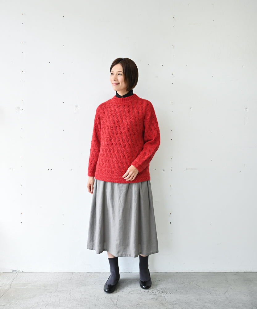 高品質シルク＆アンゴラ山羊モヘヤ〉模様編み ボトルネックセーター (mug915) – WOOL STUDIO