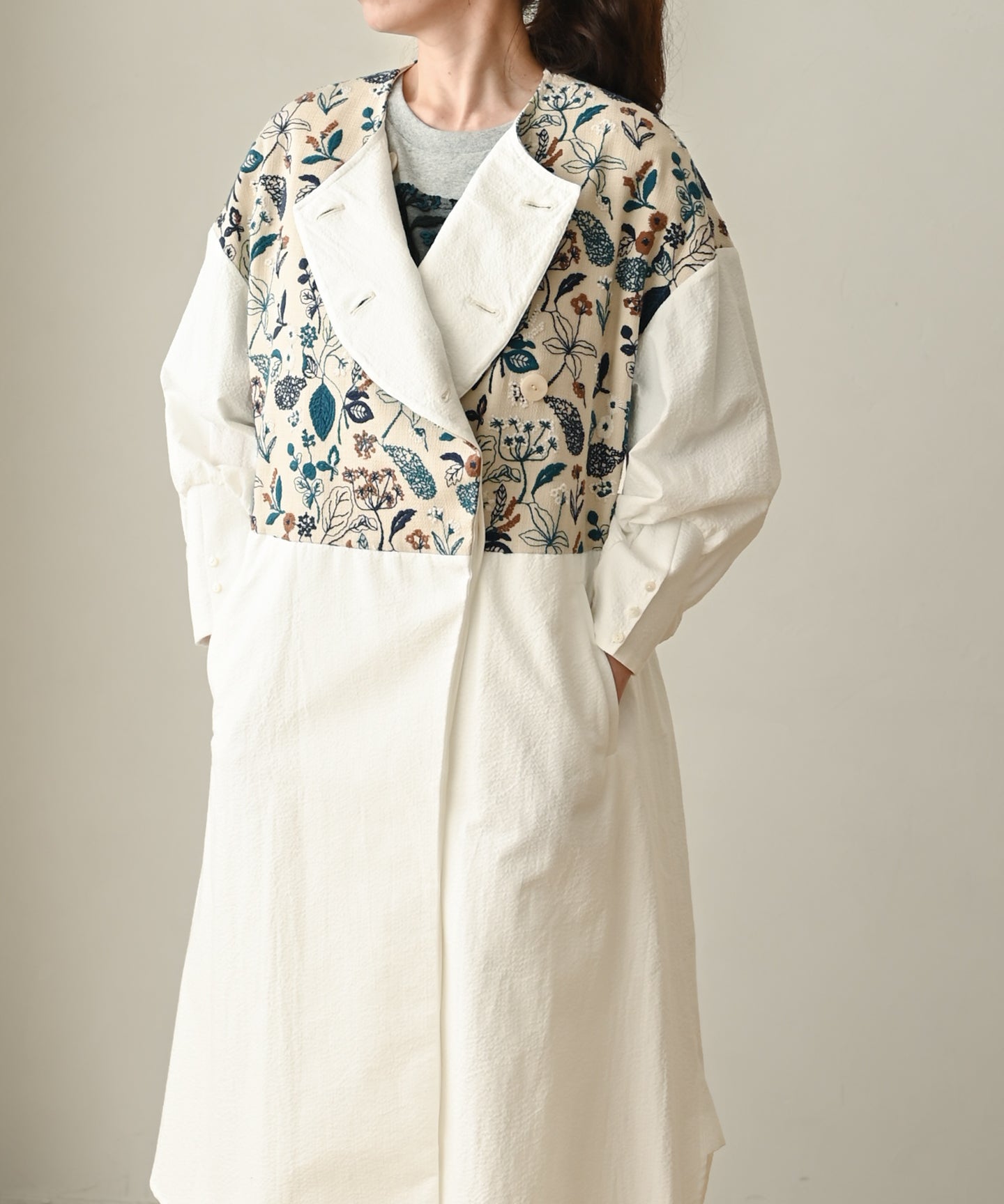 美品✨トゥービーシック【44】2wayひざ下丈ワンピースリーフ柄総刺繍ストライプ ストライプワンピース LE SOUK HOLIDAY｜クロスプラス公式通販サイト