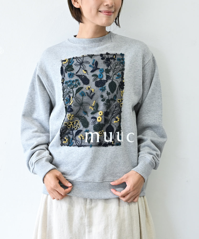 最前線の コットン100% 12.7オンス生地＆裏面パイル〉筆記帳刺繍の トレーナー+スウェット