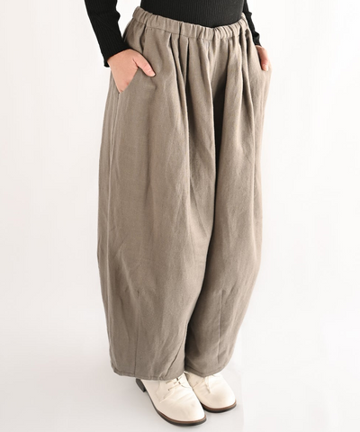 リネンウール裾タックパンツ (mug310 グレー/ベージュ)