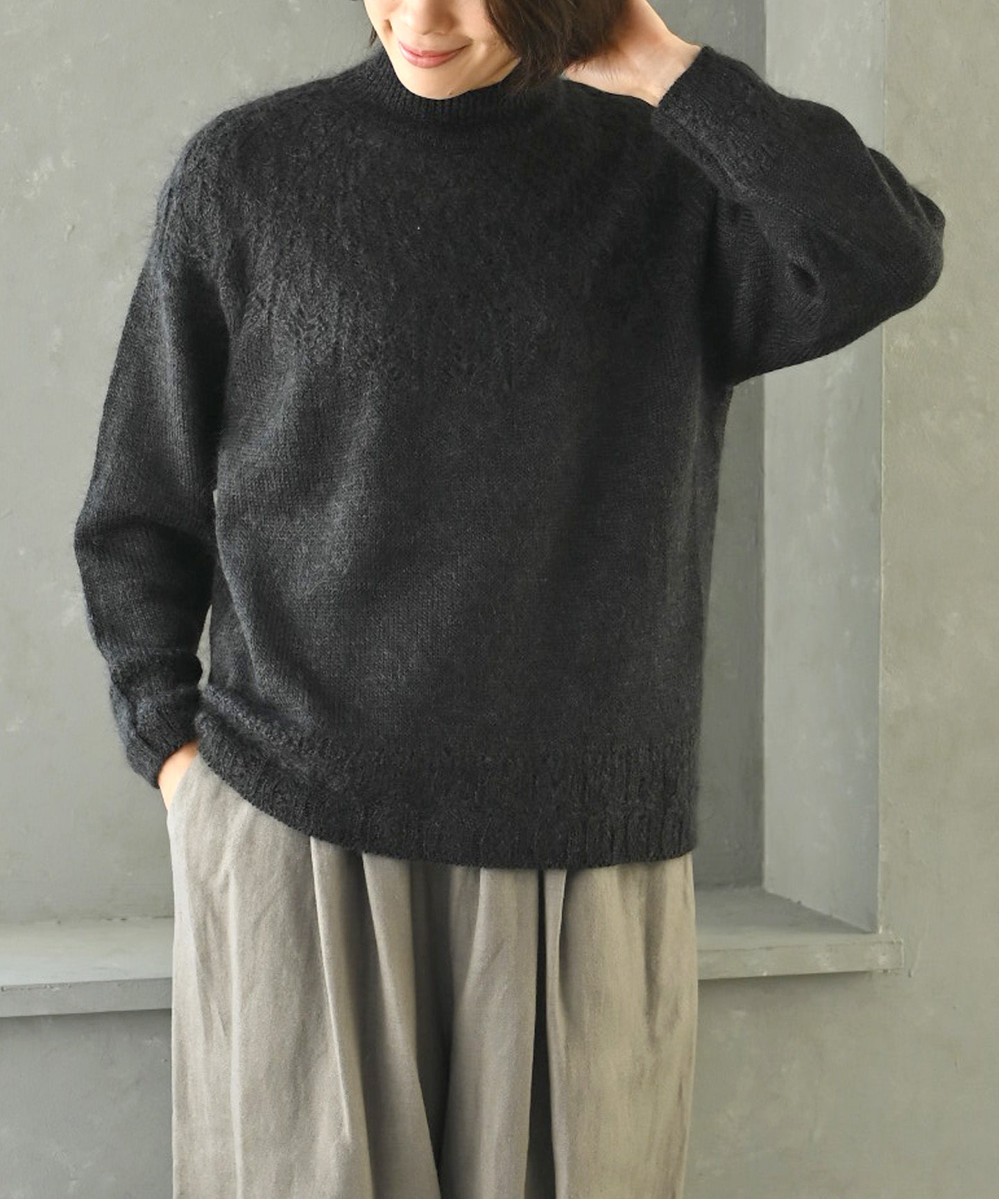 うっとり柔らか高品質モヘアシルク〉雪原の森ニットセーター (mua919