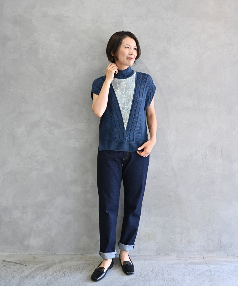 ドライタッチ高品質インド超長綿〉イラカ刺繍コットンベスト