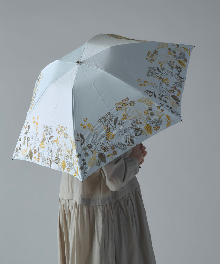 〈一級遮光生地・晴雨兼用〉筆記帳刺繍の日傘 （折りたたみ傘タイプ）(ELS63mini)