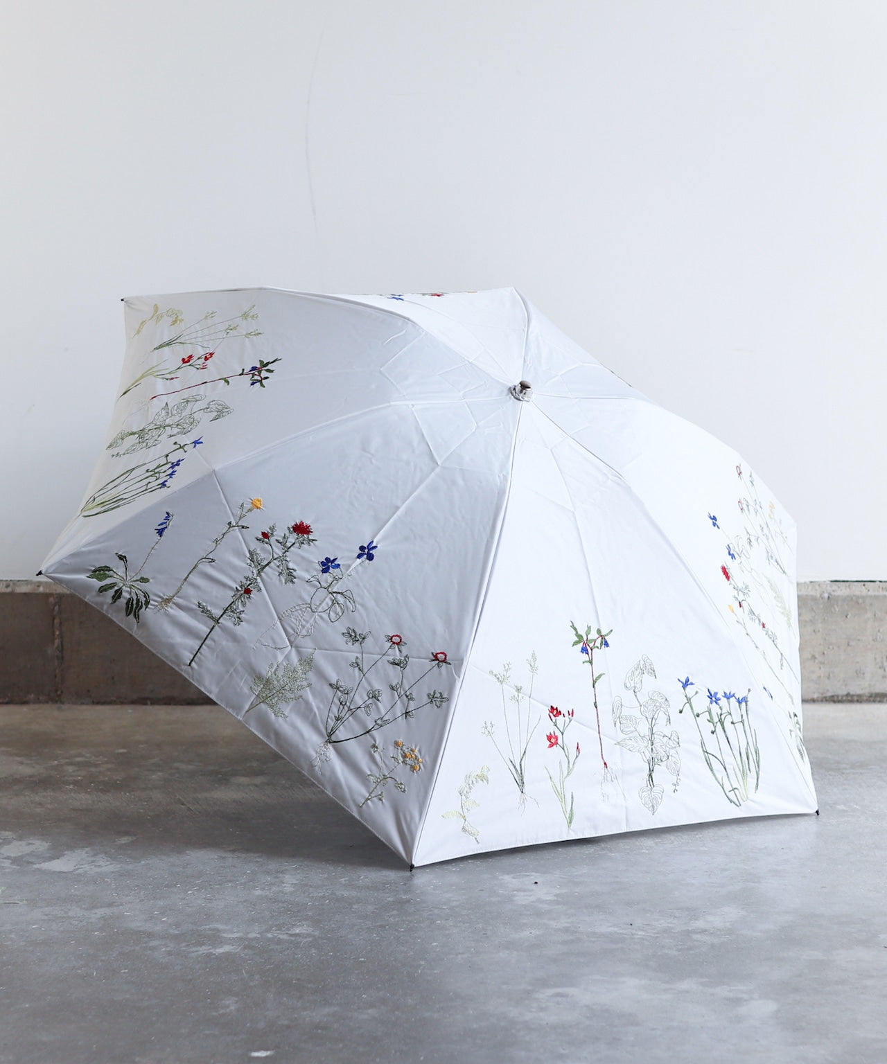 【ボタニカル刺繍】晴雨兼用日傘 折りたたみ傘タイプ(ELS57-mini)