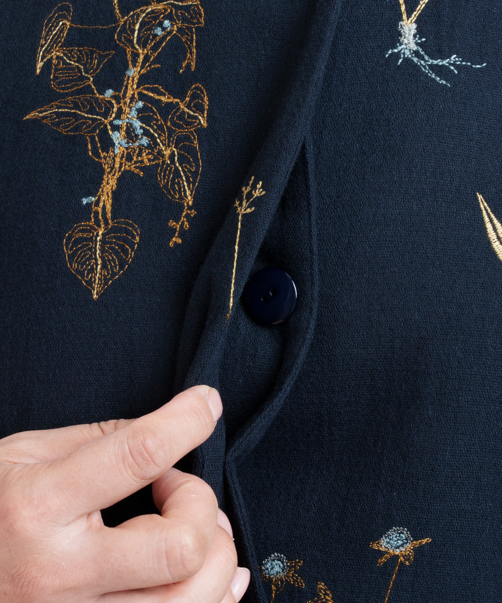 25SS先行予約〉ボタニカル刺繍のジャケット (mul501 ネイビー
